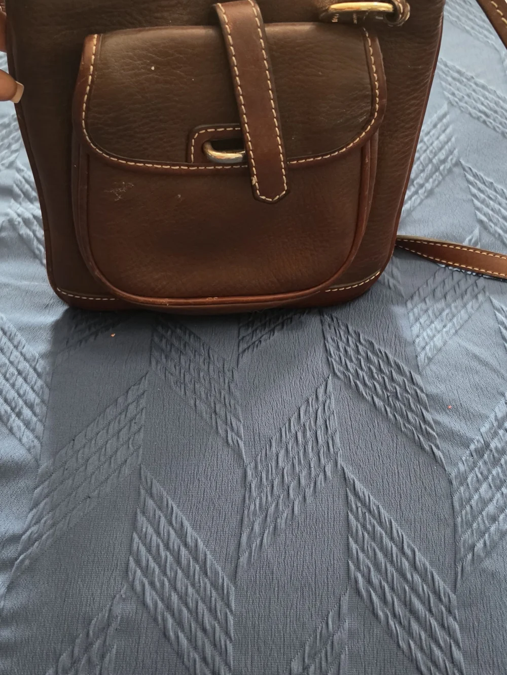 Dooney & Bourke Brown Leather Wristlet Clutch with Gold Hardware